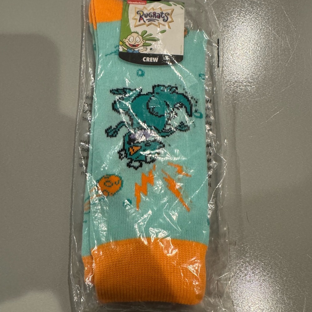 Nickelodeon Rugrats Reptar Crew Socks - Size 10-13 - New - Bright Vibrant Colors